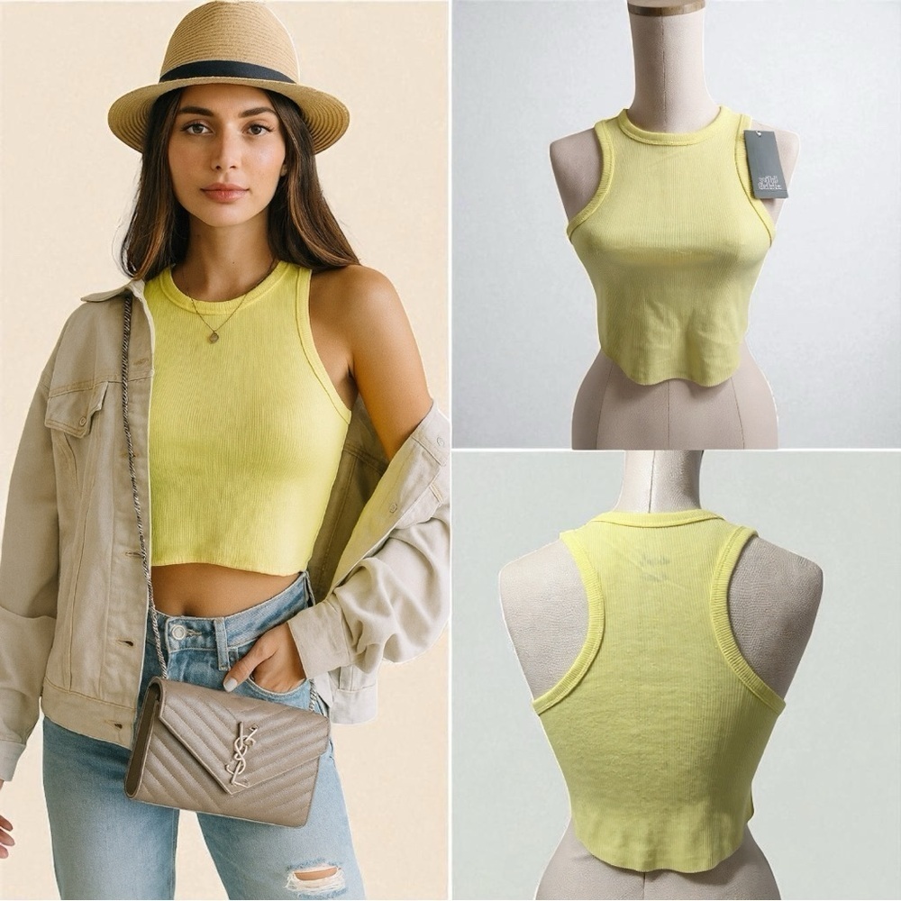 285 Wild Fable | NWT Lemon Yellow Ribbed Racerback Sleeveless Crop Top (Size S)